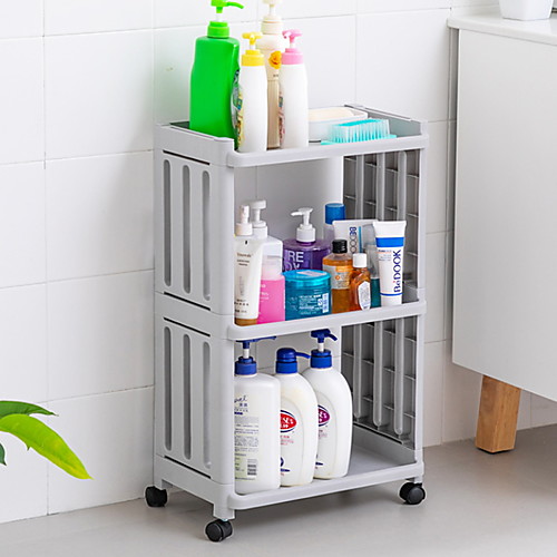 

Hollow Fence Bathroom Shelf Multi-layer Toilet Bathroom Kitchen Storage Shelf With Wheel Storage Shelf