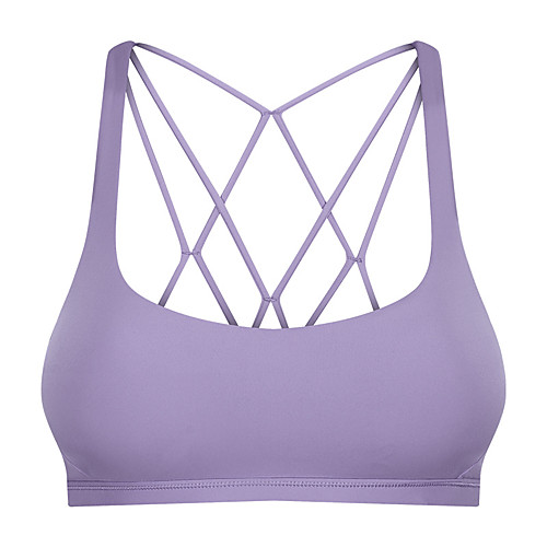 

Women's Sports Bra Bralette Criss Cross Elastane Running Fitness Jogging Adjustable Breathable Soft Padded Medium Support Purple Red Blue White Black Solid Colored / Stretchy