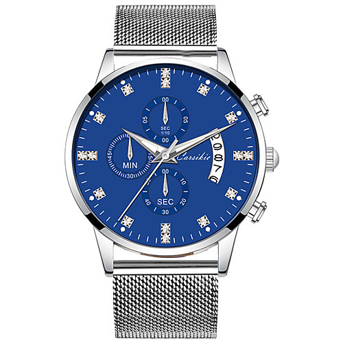 

Men's Steel Band Watches Quartz Stainless Steel 30 m Water Resistant / Waterproof Calendar / date / day Noctilucent Analog Fashion Cool - Black Blue Gold One Year Battery Life