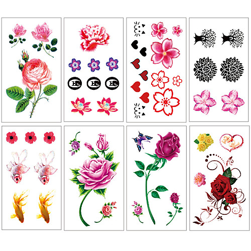 

8 pcs Temporary Tattoos Water Resistant / Waterproof / Mini Style / Safety Face / Body / Hand Water-Transfer Sticker Body Painting Colors