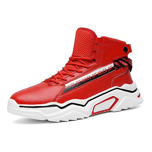 

Men's Microfiber Fall / Spring & Summer Sneakers Running Shoes / Walking Shoes Breathable Red / White / Black