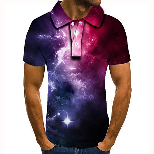 

Men's Graphic 3D Print Print Polo Daily Rainbow / Short Sleeve