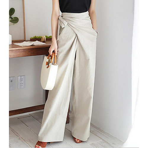 

Women's Basic Loose Chinos Pants - Solid Colored Linen Black Khaki Light gray One-Size