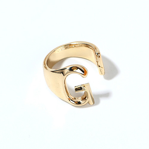 

Ring Gold Silver Alloy Alphabet Shape 1pc Adjustable / Women's
