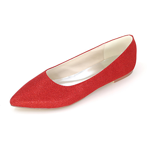 

Women's Wedding Shoes Spring / Summer Flat Heel Pointed Toe Sweet Wedding Party & Evening Sequin Floral Braided Synthetics Black / Red / Gold