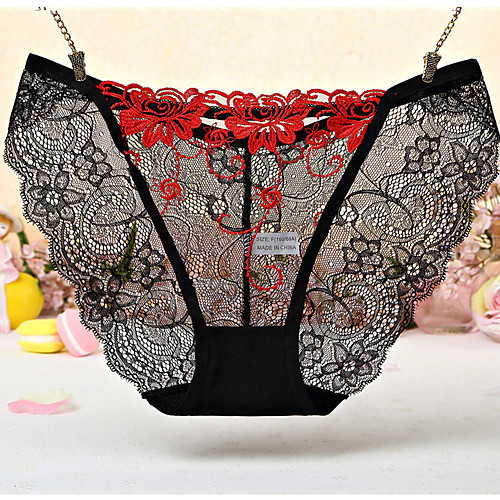 

Women's Lace / Cut Out / Flower G-strings & Thongs Panties - Normal Mid Waist Purple Blushing Pink Red One-Size
