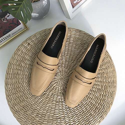 

Women's Loafers & Slip-Ons Spring & Summer Low Heel Square Toe Daily PU Almond / Light Brown / Black