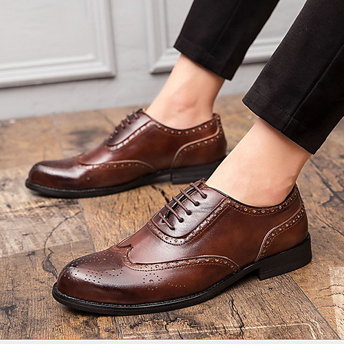 

Men's Spring & Summer British Daily Oxfords PU Brown / Black