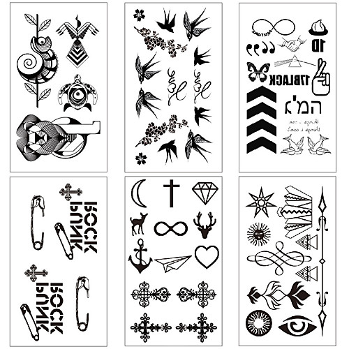 

6 pcs Temporary Tattoos Water Resistant / Waterproof / Mini Style / Safety Face / Body / Hand Water-Transfer Sticker Body Painting Colors
