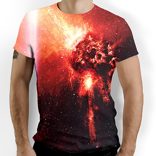 

Men's Galaxy Graphic Print T-shirt Daily Red