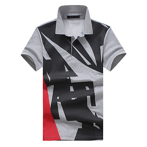 

Men's Color Block Polo Basic Elegant Daily Work White / Dark Gray