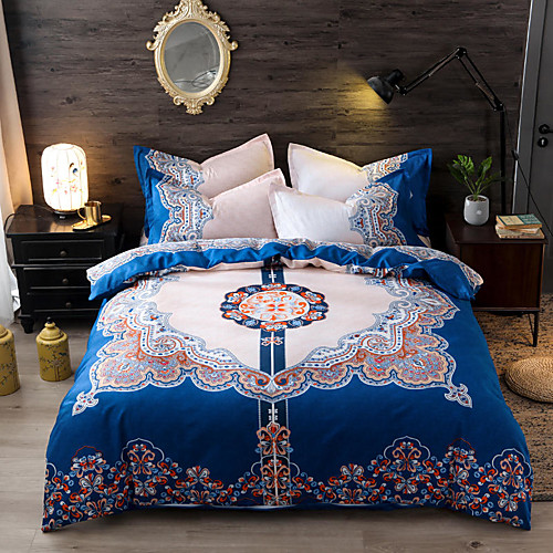 

4 Pieces Chinoiserie Duvet Cover Set Elegant Floral Pattern Brushed Comfortable Beddings