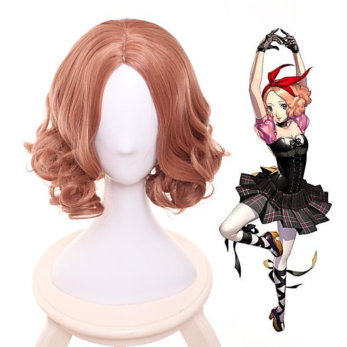 

Cosplay Wig Haru Okumura / Noir Persona 5 Curly Middle Part Wig Short Brown Synthetic Hair 14 inch Women's Anime Cosplay Lovely Brown