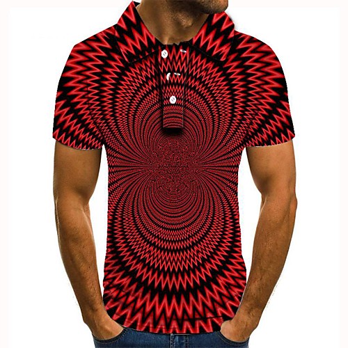 

Men's Graphic 3D Print Print Polo Daily Red / Short Sleeve