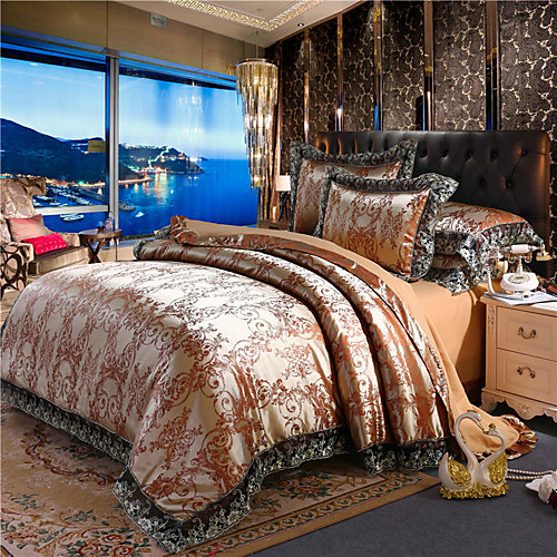 

European style wind lace Satin Jacquard luxury bedding four-piece quilt cover 1.5 m 1.8 m 2 plus singles and doubles