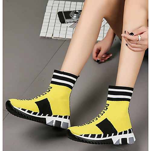 

Women's Flats Spring & Summer Flat Heel Round Toe Daily Elastic Fabric Black / Yellow / Blue