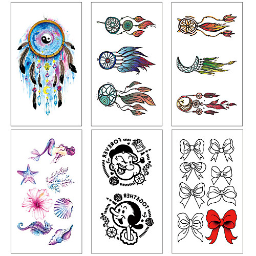 

6 pcs Temporary Tattoos Water Resistant / Waterproof / Mini Style / Safety Face / Body / Hand Water-Transfer Sticker Body Painting Colors
