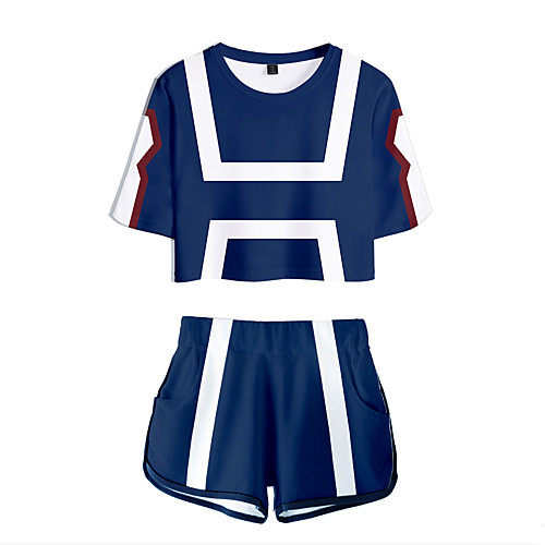 

Inspired by Cosplay My Hero Academia Bakugou Katsuki Pants Cosplay Costume Pure Cotton Print 2 Piece Shorts For Women's / T-shirt