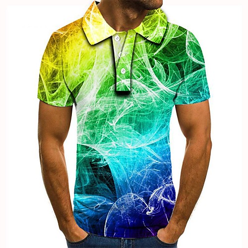 

Men's Graphic 3D Print Print Polo Daily Rainbow / Short Sleeve
