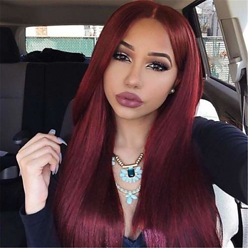 

Synthetic Lace Front Wig Straight Classic Classic Straight Lace Front Wig Burgundy 24 inch 26 inch 22 inch Burgundy Synthetic Hair Women's Natural Burgundy