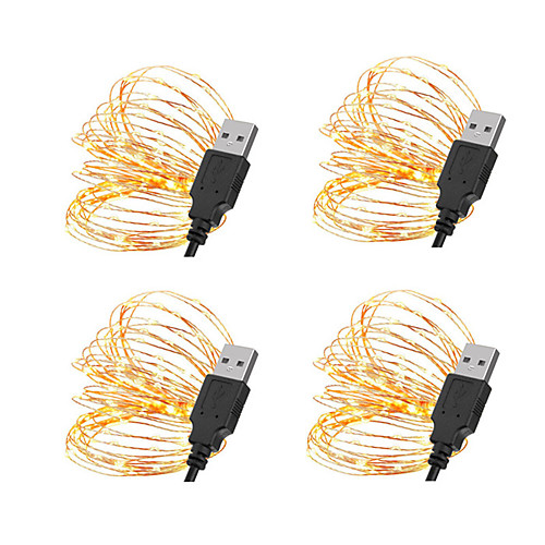 

5m String Lights 50 LEDs SMD 0603 10pcs 8pcs 6pcs Warm White White Red Christmas New Year's Waterproof USB Decorative USB Powered