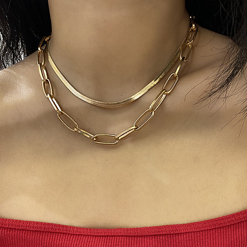 

Women's Choker Necklace Chain Necklace Necklace Chunky XOXO Vertical / Gold bar Precious Simple Punk European Trendy Gold Plated Chrome Gold 3510 cm Necklace Jewelry For Party Evening Street