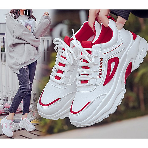 

Women's Trainers / Athletic Shoes Spring & Summer Creepers Round Toe Daily Mesh Black / Red / Pink