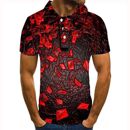 

Men's 3D Polo Basic Daily Shirt Collar Red / Short Sleeve
