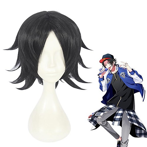 

Cosplay Wig Yamada Jiro Hypnosis Mic kinky Straight Middle Part Wig Short Black Synthetic Hair 14 inch Men's Anime Cosplay Black