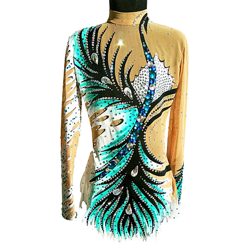 

21Grams Rhythmic Gymnastics Leotards Artistic Gymnastics Leotards Women's Girls' Kids Leotard Spandex High Elasticity Handmade Long Sleeve Competition Dance Rhythmic Gymnastics Artistic Gymnastics