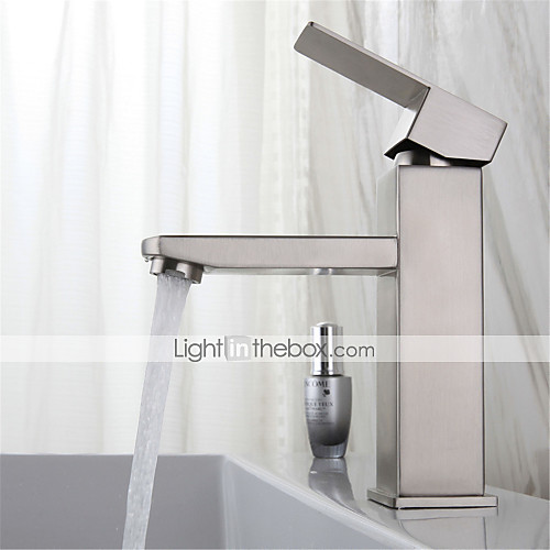 

Stainless steel washbasin faucet hot and cold drawing square single hole washbasin mixing faucet
