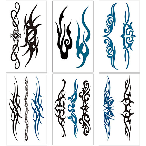 

6 pcs Temporary Tattoos Water Resistant / Waterproof / Mini Style / Safety Face / Body / Hand Water-Transfer Sticker Body Painting Colors