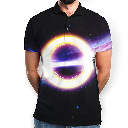 

Men's Galaxy Graphic Print Polo Daily Black / Short Sleeve