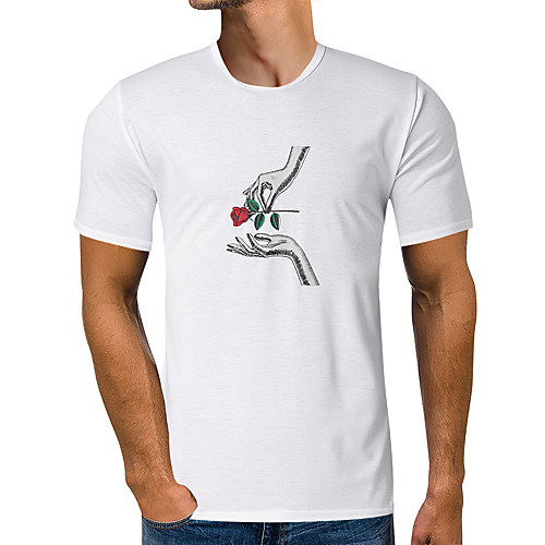 

Men's Floral Rose Print T-shirt Basic Elegant Daily Going out White