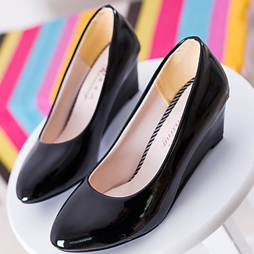 

Women's Heels Summer Wedge Heel Round Toe Daily PU White / Black