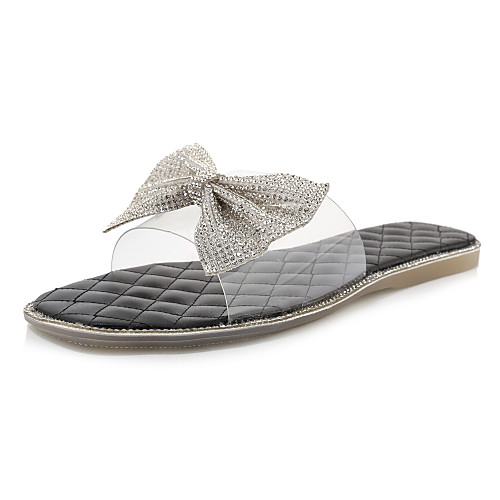 

Women's Slippers & Flip-Flops Spring & Summer Flat Heel Open Toe Casual Minimalism Party & Evening Beach Sparkling Glitter Solid Colored PU White / Black / Yellow