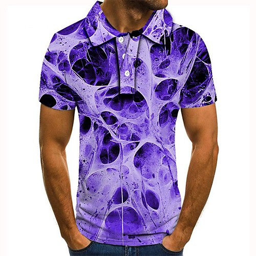 

Men's Graphic 3D Print Print Polo Daily Purple / Short Sleeve