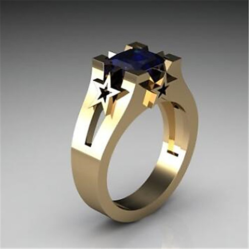 

Men Women Ring Cubic Zirconia 1pc Red Green Blue Gold Plated Imitation Diamond Round Stylish Gift Festival Jewelry Classic Star