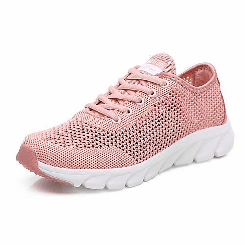 

Women's Trainers / Athletic Shoes Spring & Fall / Spring Flat Heel Round Toe Casual Daily Solid Colored Tissage Volant Walking Shoes White / Black / Pink