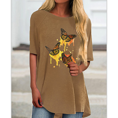 

Women's Animal T-shirt Daily Blue / Khaki / Green