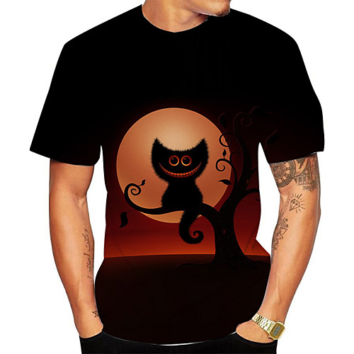 

Men's Plus Size 3D Animal T-shirt Basic Daily Going out Round Neck Black / Short Sleeve