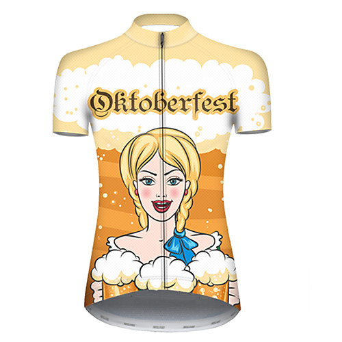 

21Grams Women's Short Sleeve Cycling Jersey Polyester OrangeWhite Polka Dot Oktoberfest Beer Bike Jersey Top Mountain Bike MTB Road Bike Cycling Breathable Quick Dry Ultraviolet Resistant Sports