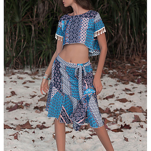 

Women's A Line Dress - Short Sleeves Geometric Summer Casual 2020 Blue M L XL XXL