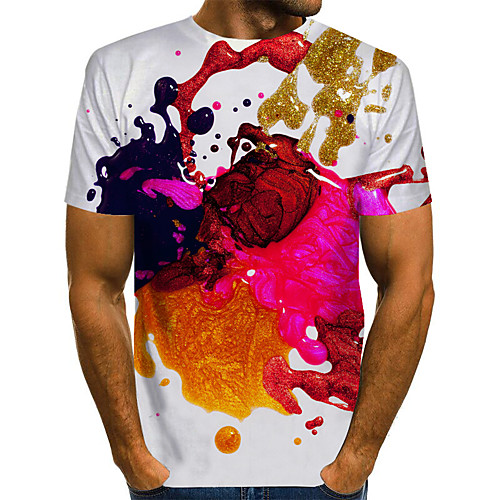 

Men's 3D T-shirt Basic Exaggerated Daily Round Neck Rainbow / Short Sleeve