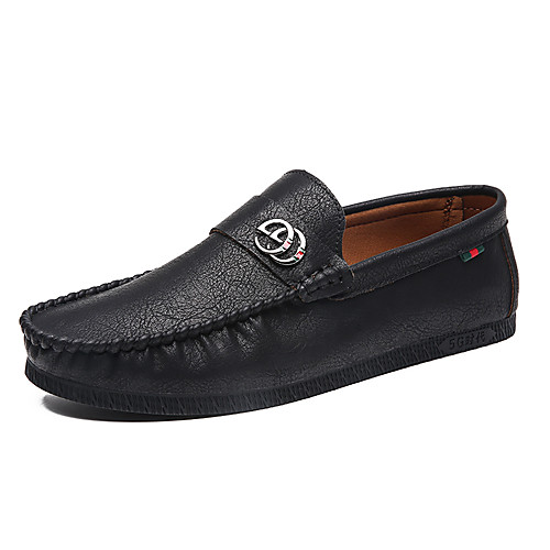 

Men's Fall Casual / British Daily Outdoor Loafers & Slip-Ons Pigskin Breathable Non-slipping Wear Proof Black / Khaki / Brown