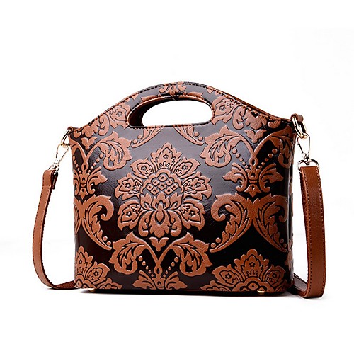 

Women's Zipper PU Top Handle Bag Solid Color Dark Red / Red / Brown