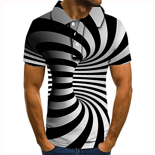 

Men's 3D Graphic Polo Basic Daily Shirt Collar Black / Short Sleeve