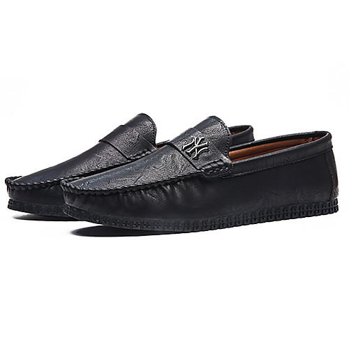 

Men's Summer Casual Daily Loafers & Slip-Ons PU Non-slipping Black / Khaki / Brown