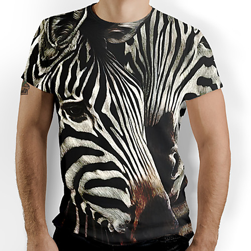 

Men's Striped Graphic Print T-shirt Daily Black