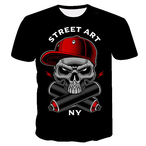 

Men's 3D T-shirt Basic Daily Round Neck Black / Short Sleeve